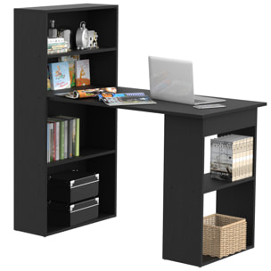 Bureau informatique 120L x 55l x 120H cm bibliothèque adjacente multi-rangements noir