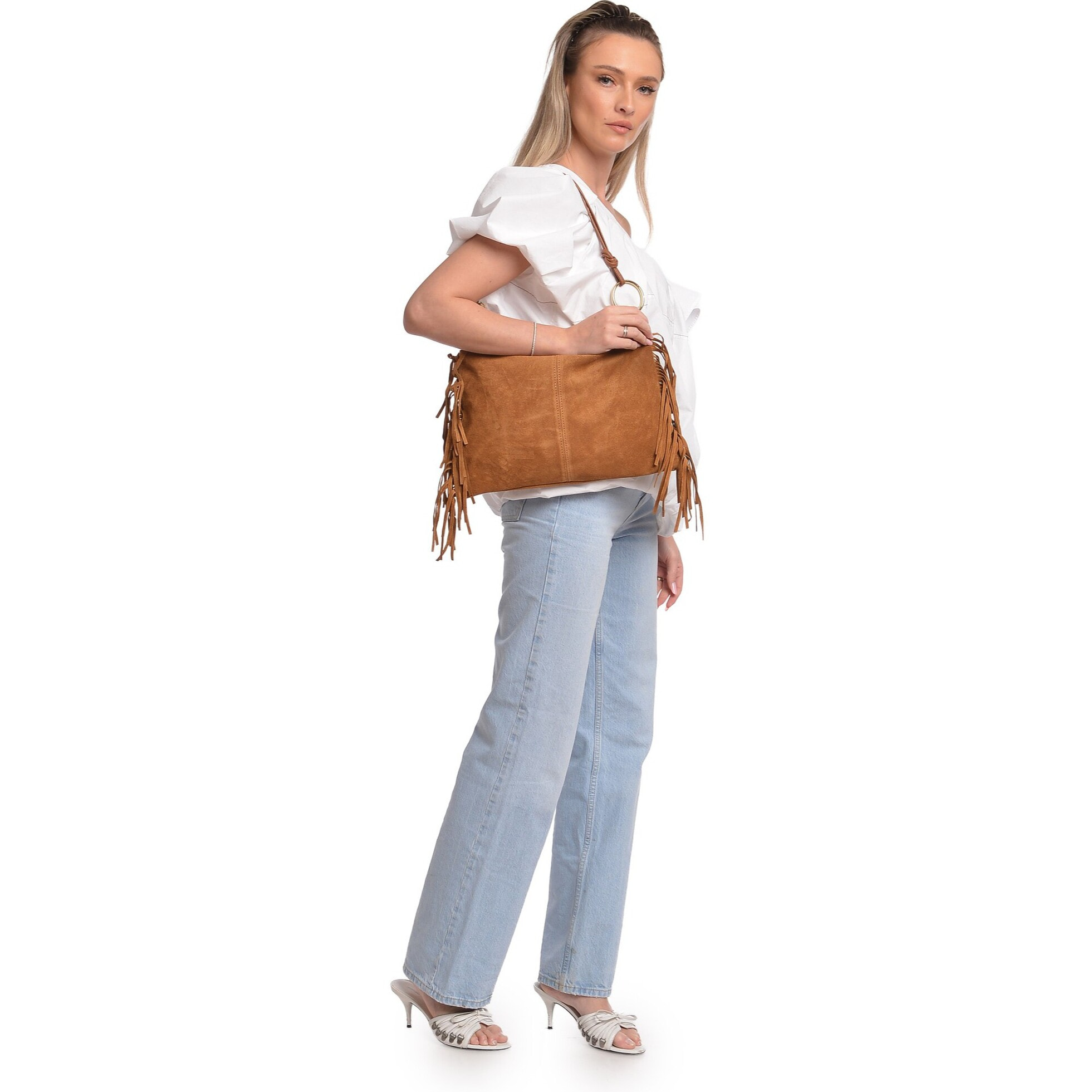 Borsa a tracolla Anna Luchini Cammello