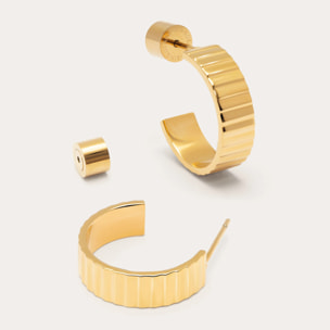 Pendientes Aro Gear Acero Baño Oro