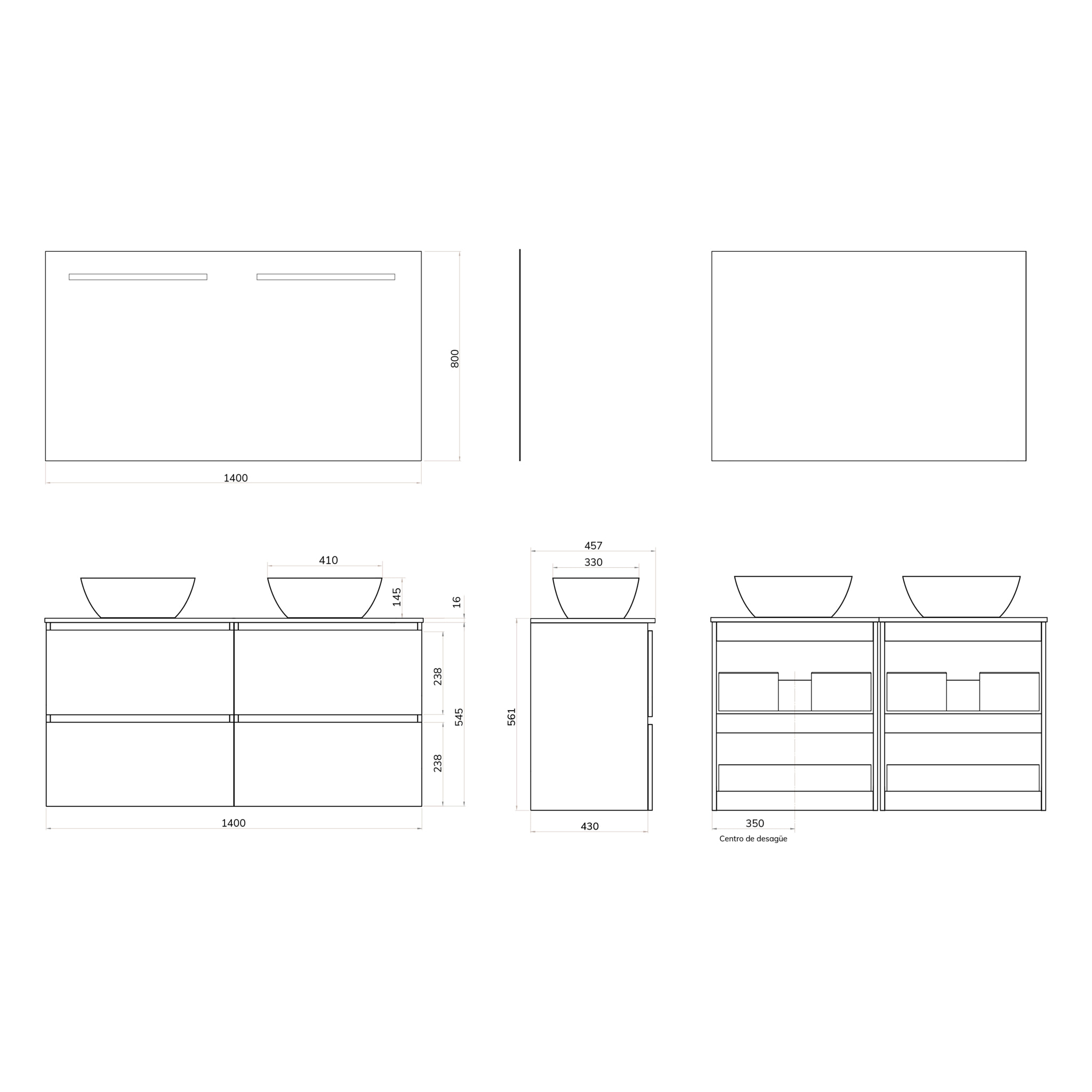 Ensemble de salle de bain LILY, Alday, 140 cm, Teka