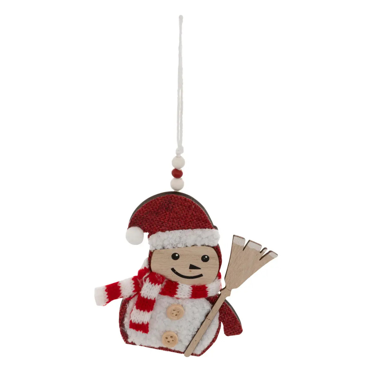Lot de 2 sujets père Noël balai bois H.12cm rouge et blanc