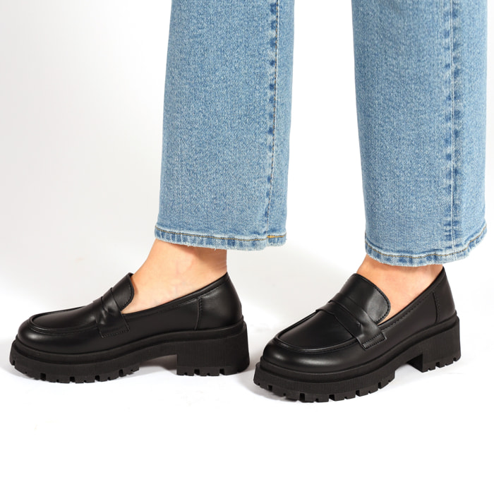 Mocassini platform in simil pelle