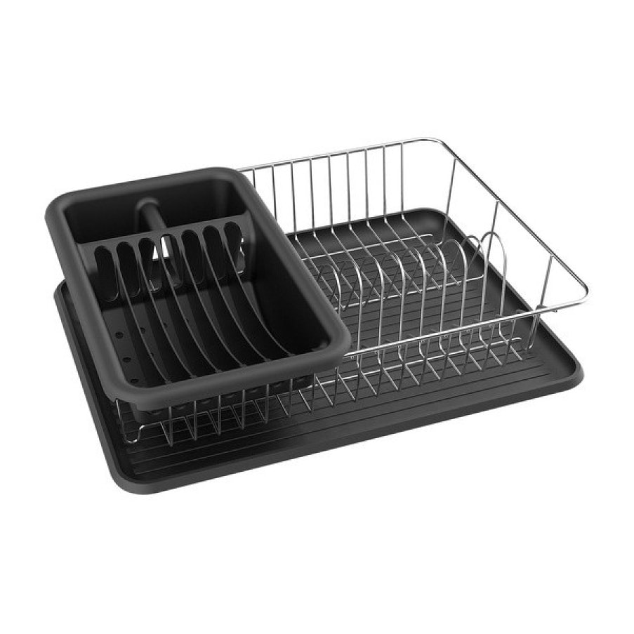 Egouttoir à  vaisselle avec plateau en Acier Chromé Noir mat MSV