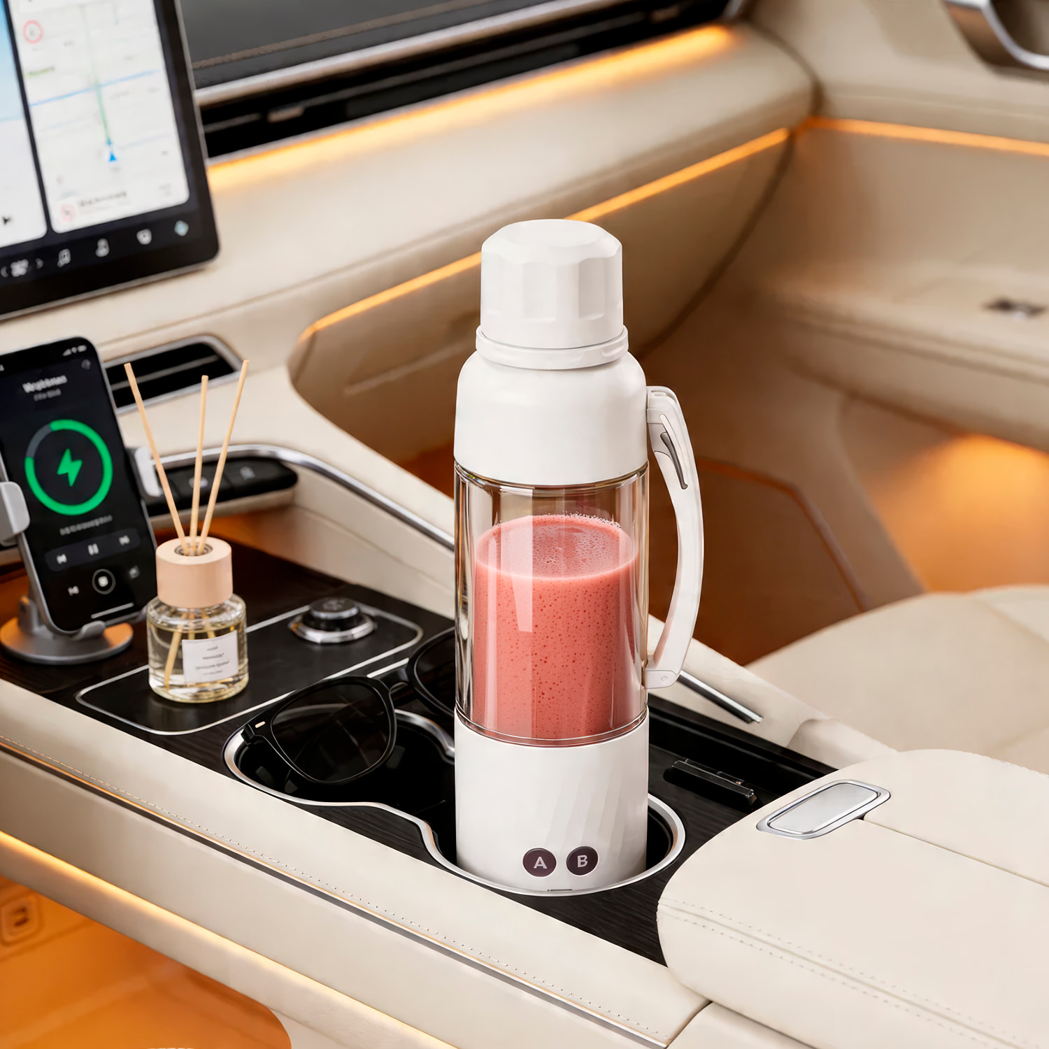 Batidora portátil HD-12 de 600 ml con potente motor de 370W, con batería recargable de 6000mAh.