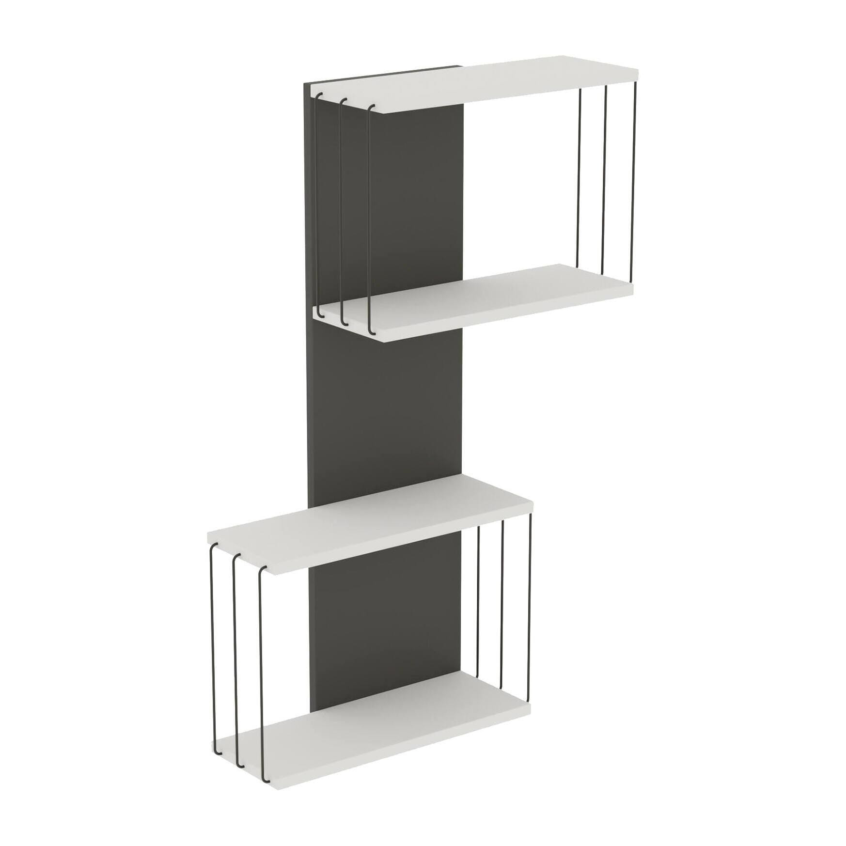 Mensola Dpaliott, Scaffale, Ripiano a muro, Scaffalatura multiuso, 65x19h96 cm, Bianco e Antracite