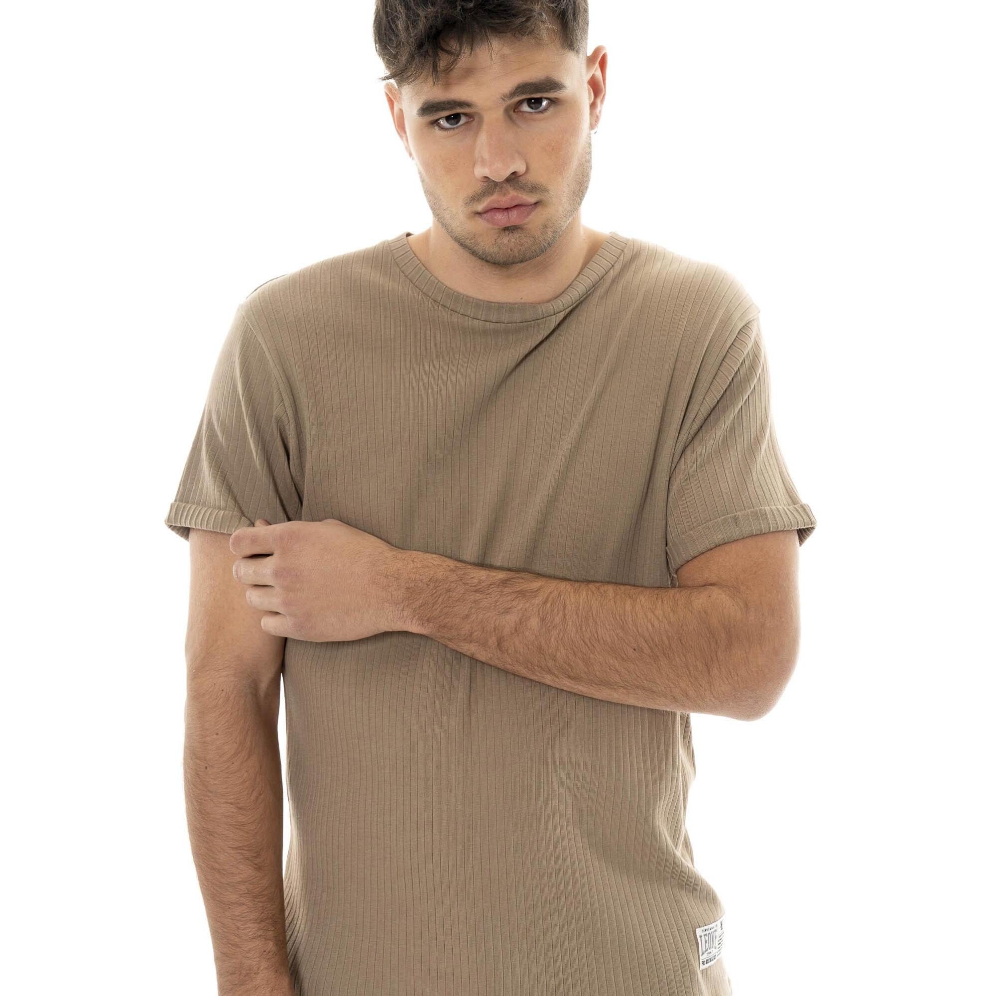 T-shirt da uomo in costina Leone Natural