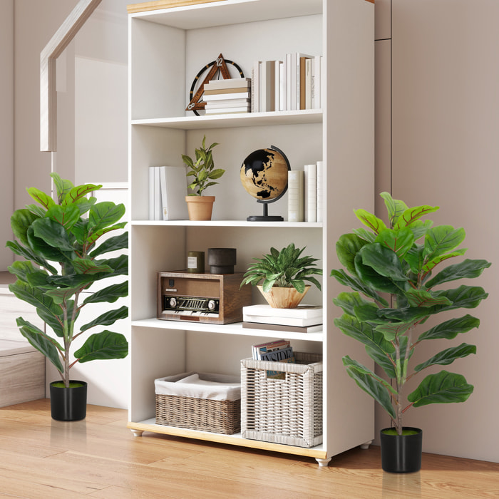 Lot de 2 plantes artificielles intérieures H.80cm figuier lyre 31 grandes feuilles pot inclus