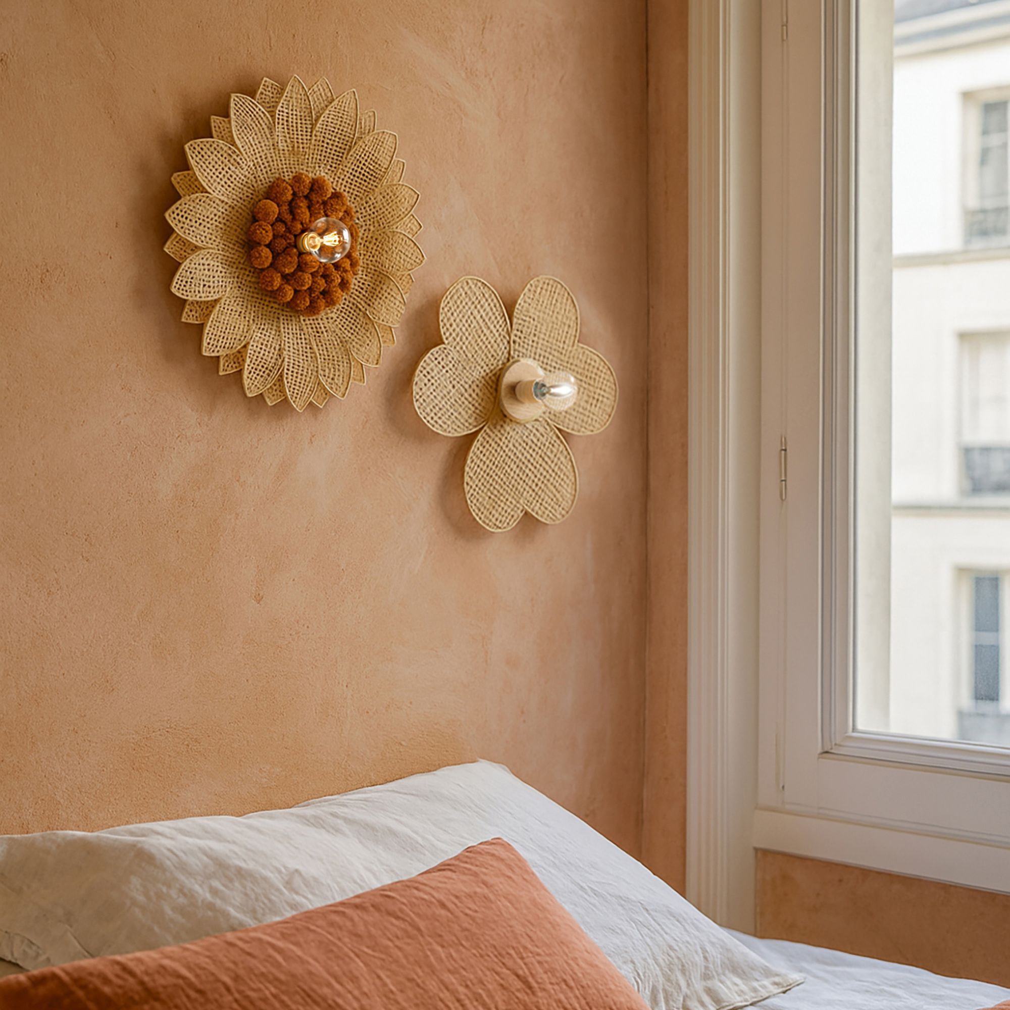 Applique murale en forme de fleur en bambou d50cm DAISY