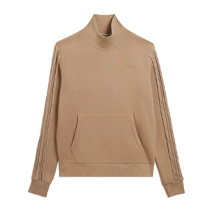 Felpa uomo collo lupetto con inserto tricot a trecce