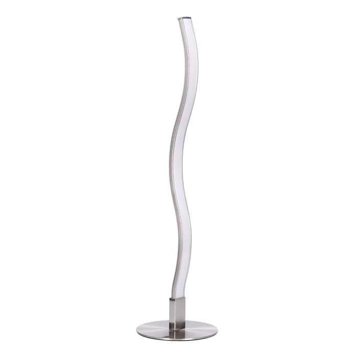 FORLIGHT Sobremesa Rippe LED 6W Blanco Neutro 4000K On-Off Níquel Satinado, Blanco Opal Lámpara LED Compacta y Elegante