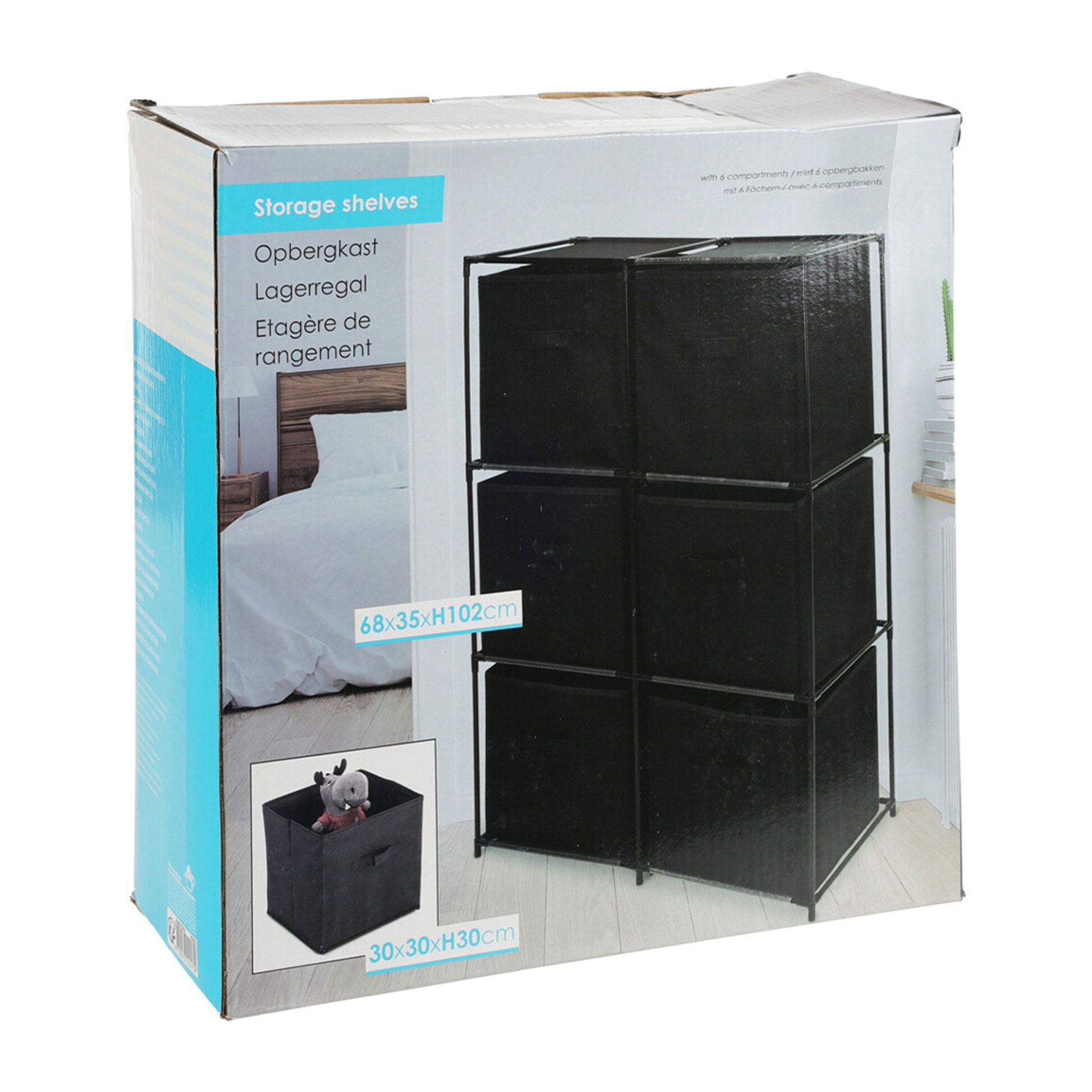 Well home cajonera con 6 compartimentos de metal y estantes no tejidos 68x35x102cm