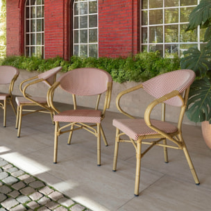 Lot de 2 fauteuils de table extérieur en textilène rouge AMALFI