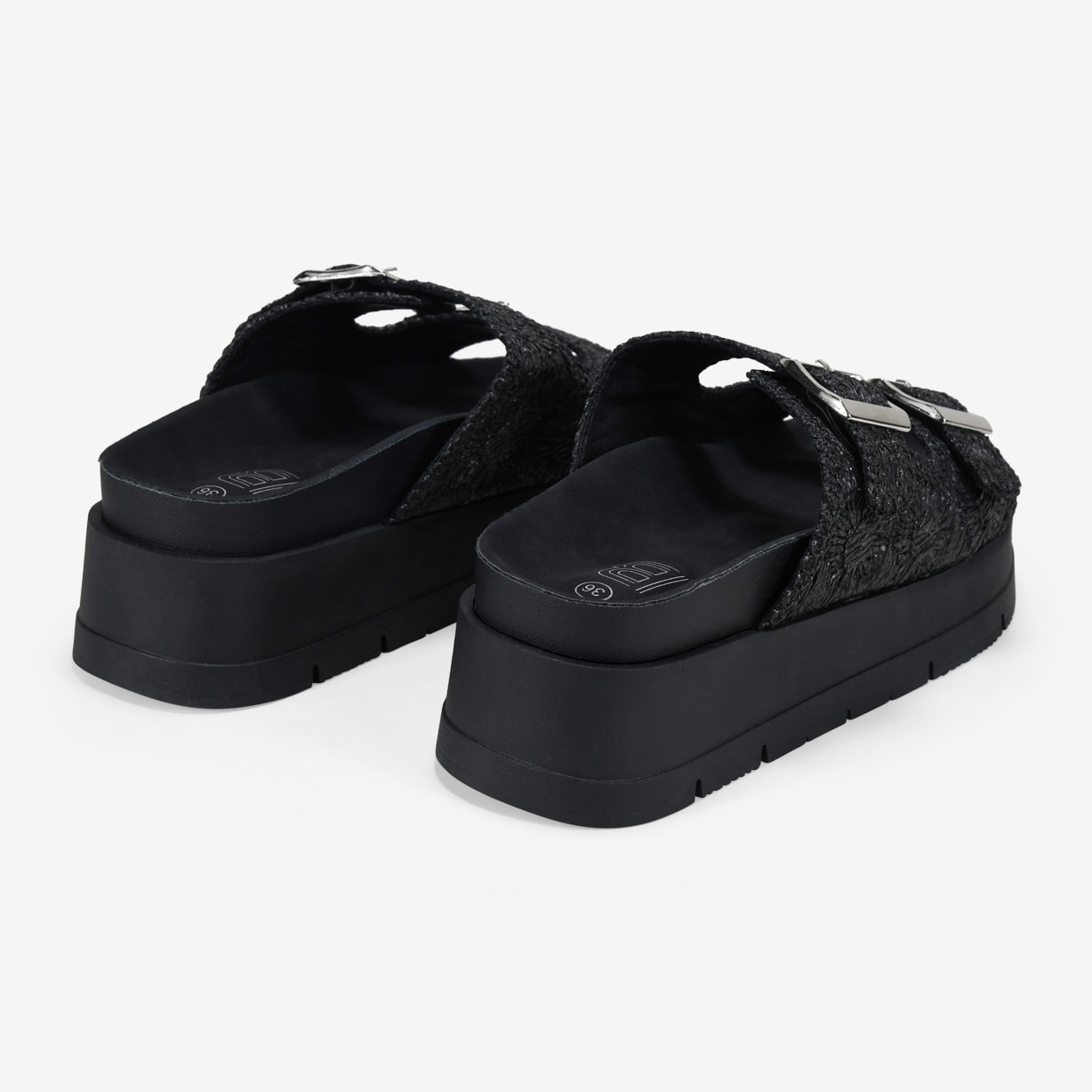Sandalias plataforma negras con doble hebilla