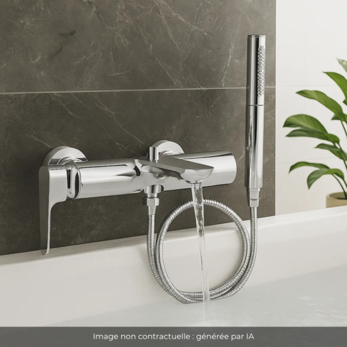 Pack mitigeur bain douche Aléo+ + douchette Shift Ellipse + flexible à écrou 175 cm