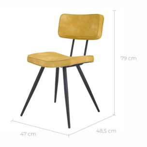 Lot de 2 chaises en cuir synthétique jaune - Texas