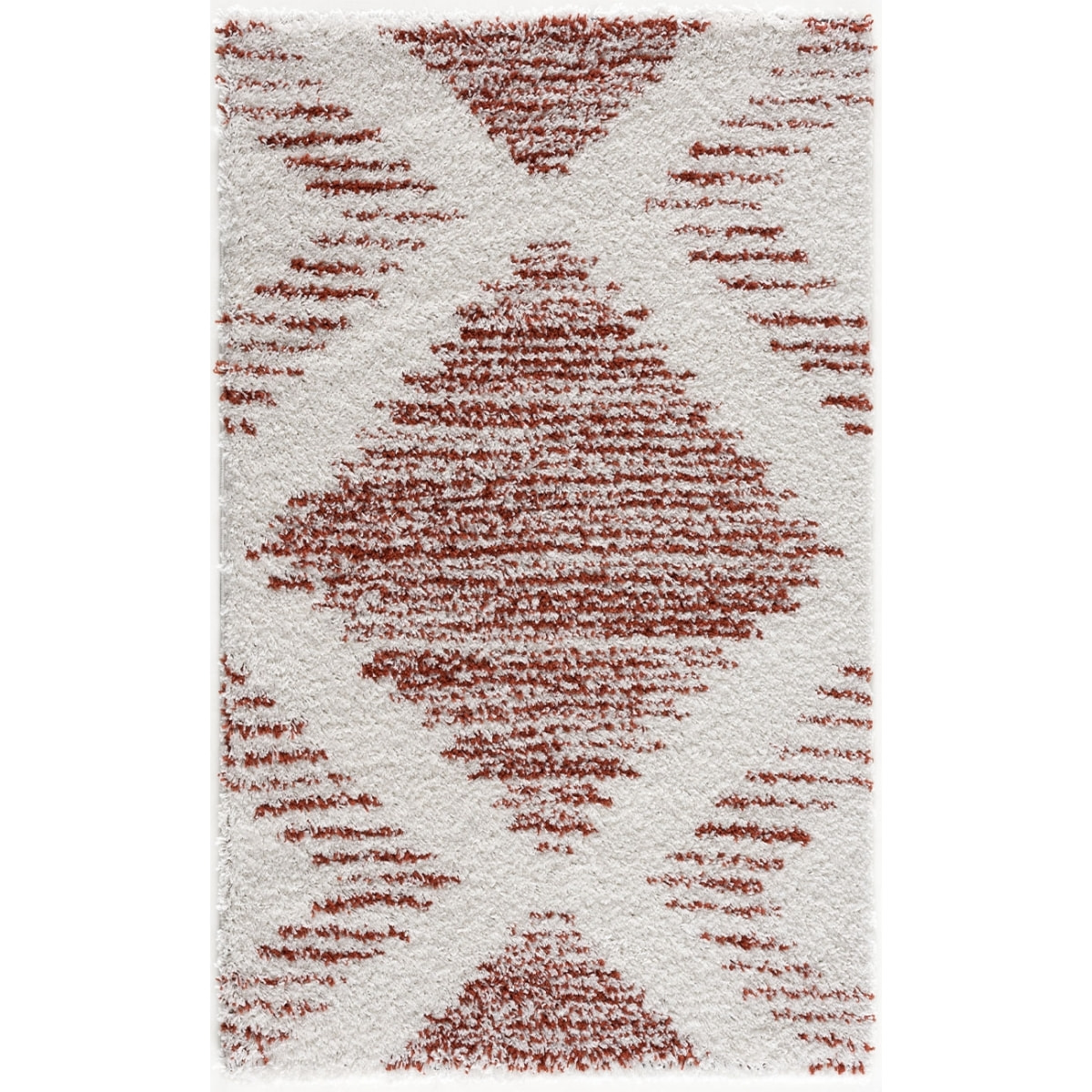 Terra - tapis shaggy de salon en laine artificielle terracotta