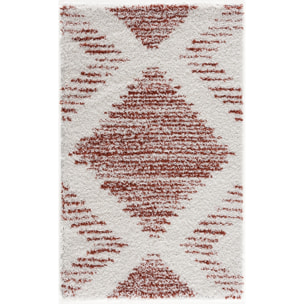 Terra - tapis shaggy de salon en laine artificielle terracotta