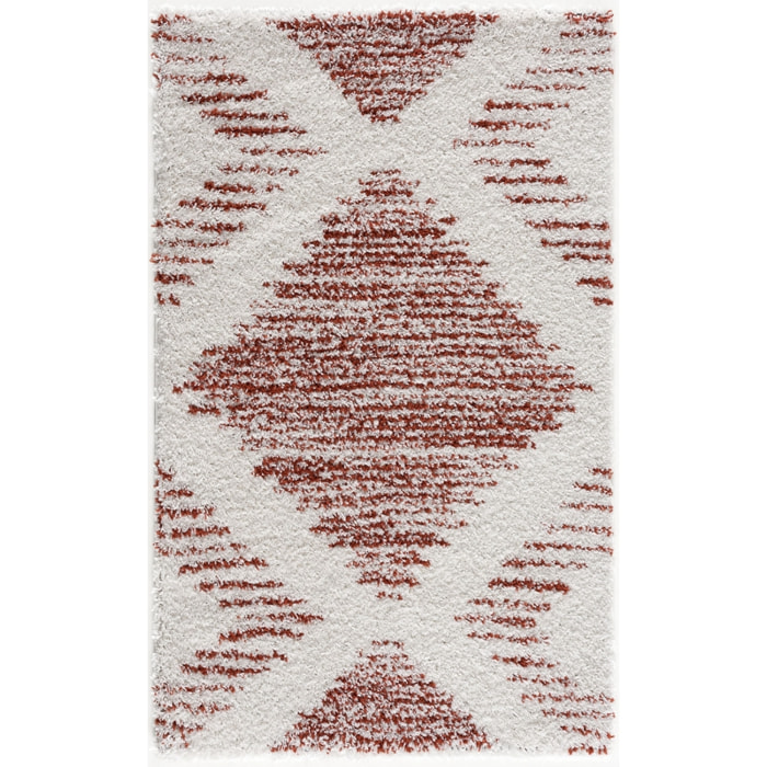 Terra - tapis shaggy de salon en laine artificielle terracotta