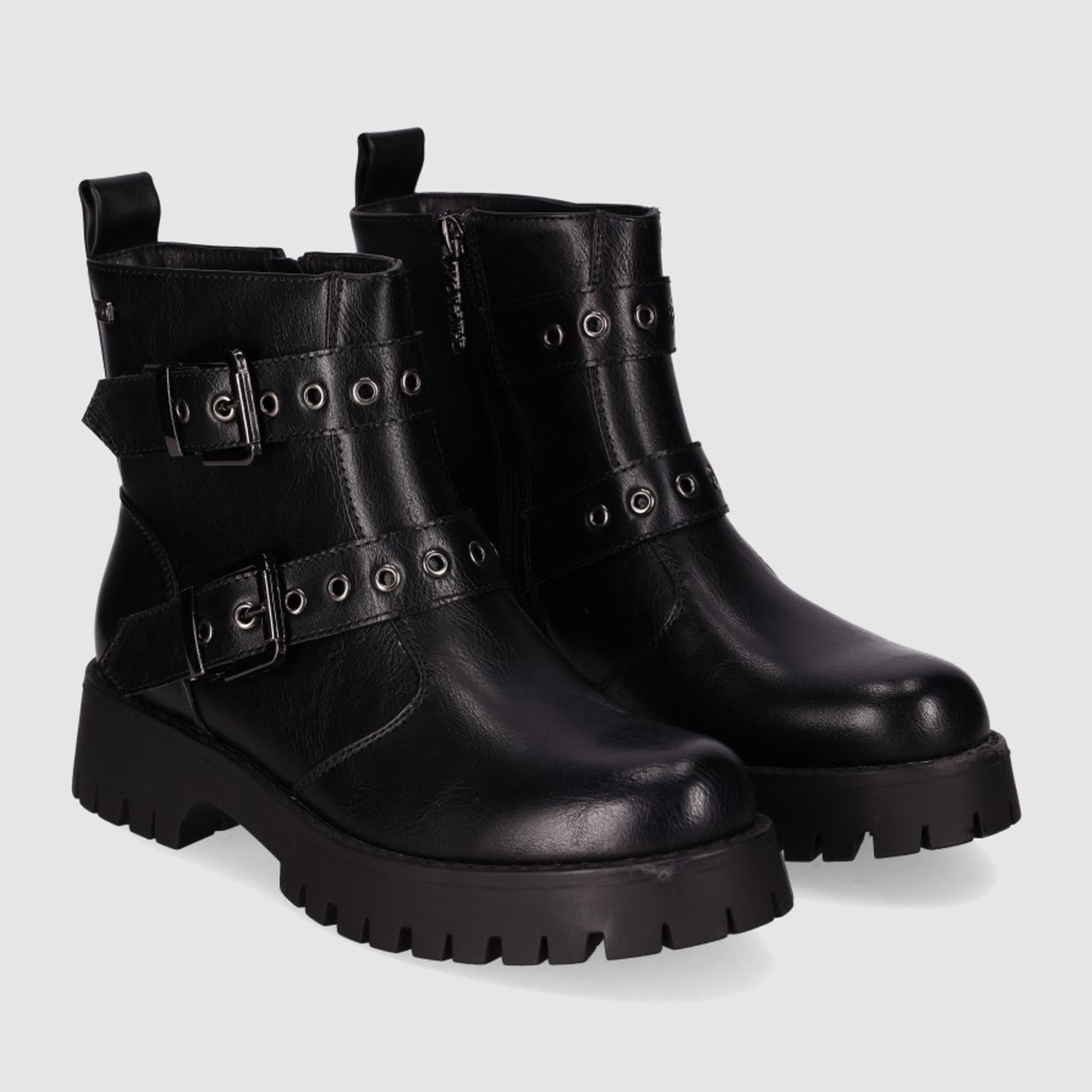Botines de Piel Sintética - Negro - Tacón: 5 cm