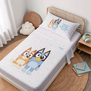 Drap de dessus BLUEY + taie d'oreiller 45x110.