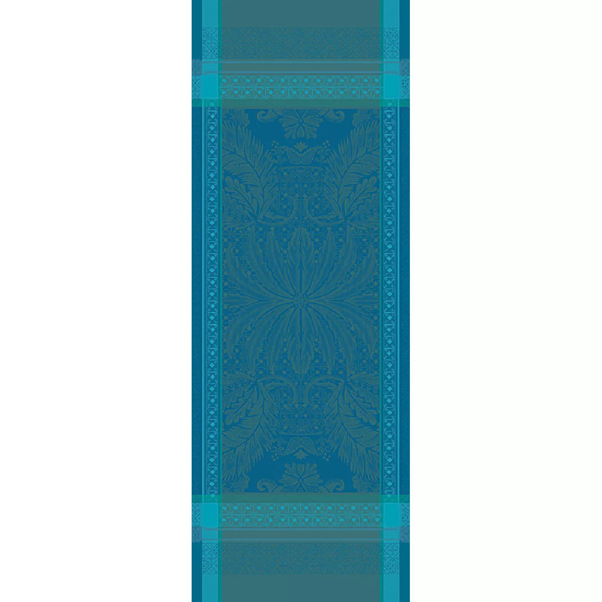 Chemin de table pur coton anti tache motif jacquard Isaphire emeraude