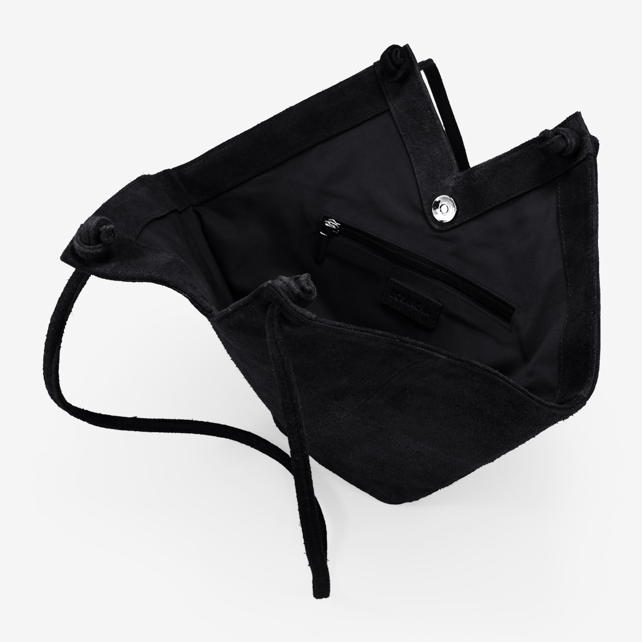 Bolso de hombro negro en serraje piel