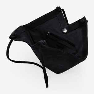 Bolso de hombro negro en serraje piel