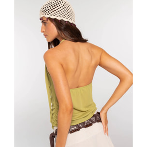 Top de mujer con escote drapeado y lazada