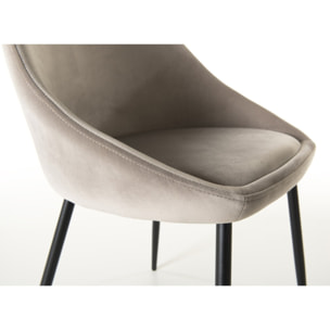 TOM - Lot de 2 chaises velours chamois beige pieds métal noir