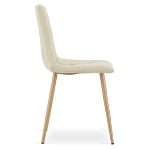 Set di 4 Sedie Kara in Velluto Beige con Gambe Effetto Legno