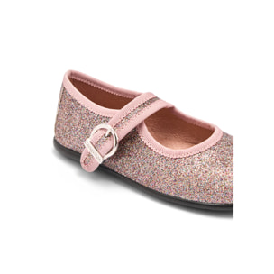 Bailarinas de niña con cierre de hebilla estampado glitter Mary Janes