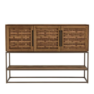 SIXTINE - Buffet en bois de teck recyclé 3 portes
