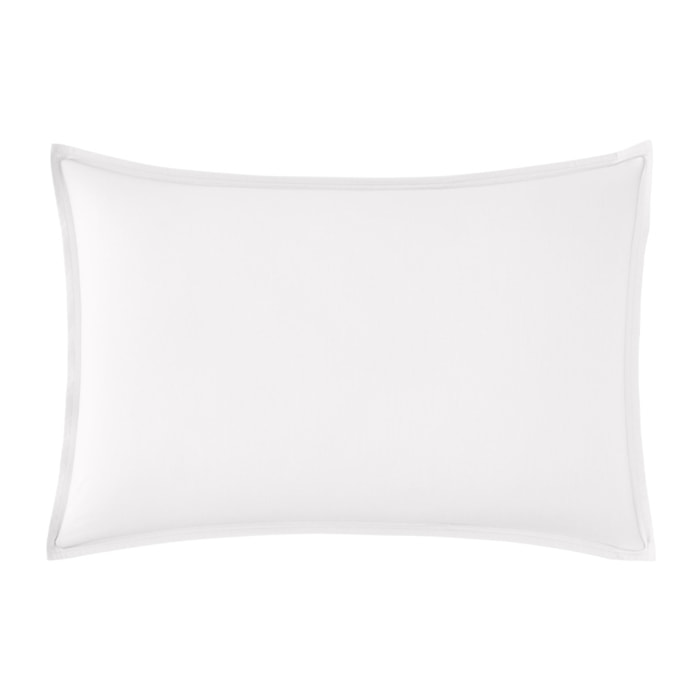 Taie d'oreiller unie en percale de coton, PREMIÈRE, Blanc