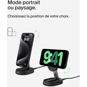 Chargeur induction BELKIN support recharge 15W 2 en 1 pliable