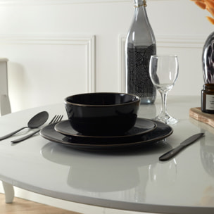 Assiette Noire Lisere Dore D26cm