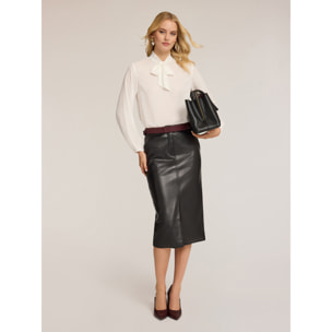 Motivi - Blusa de georgette con lazo - Blanco