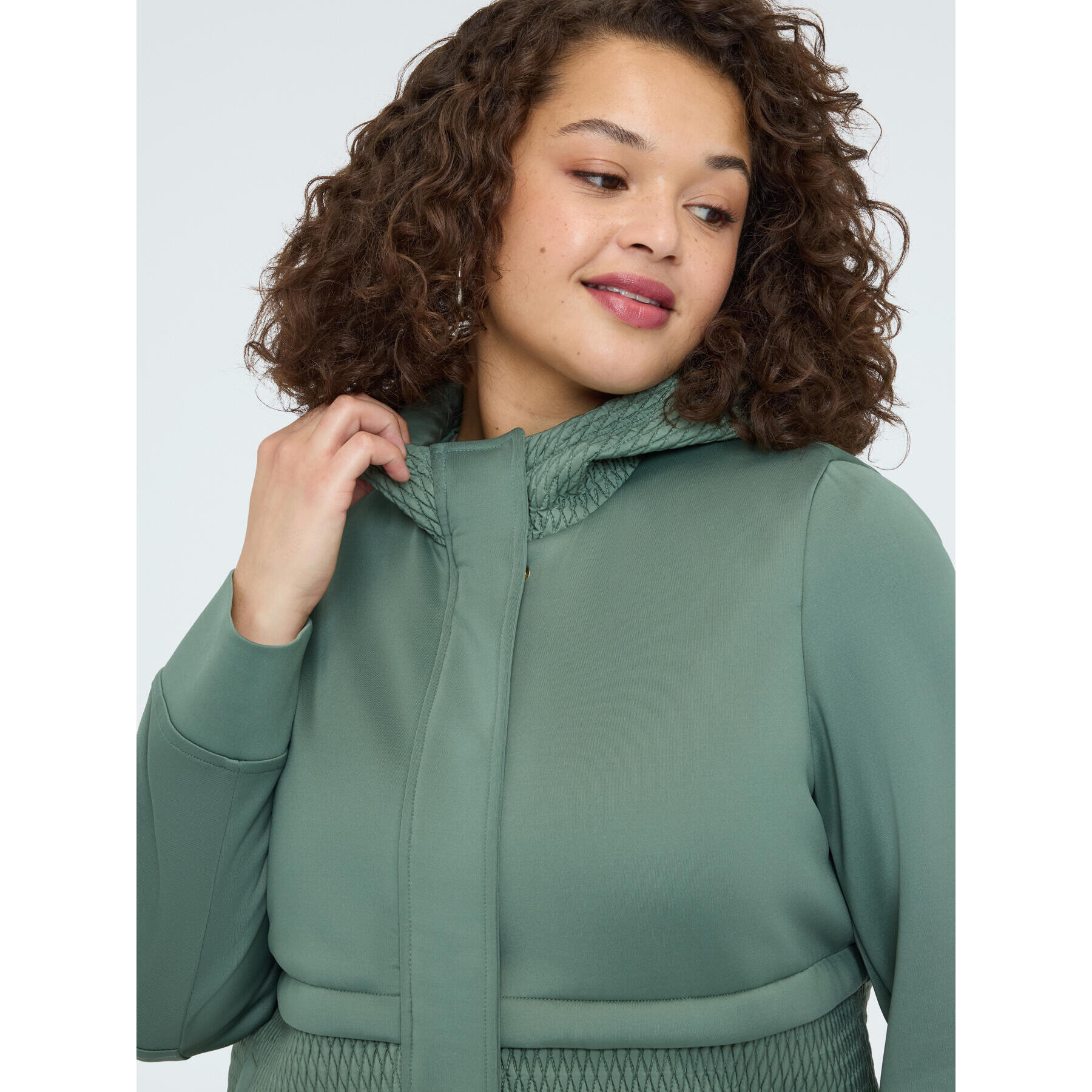 Fiorella Rubino - Giacca in scuba con dettagli matelassé - Verde militare