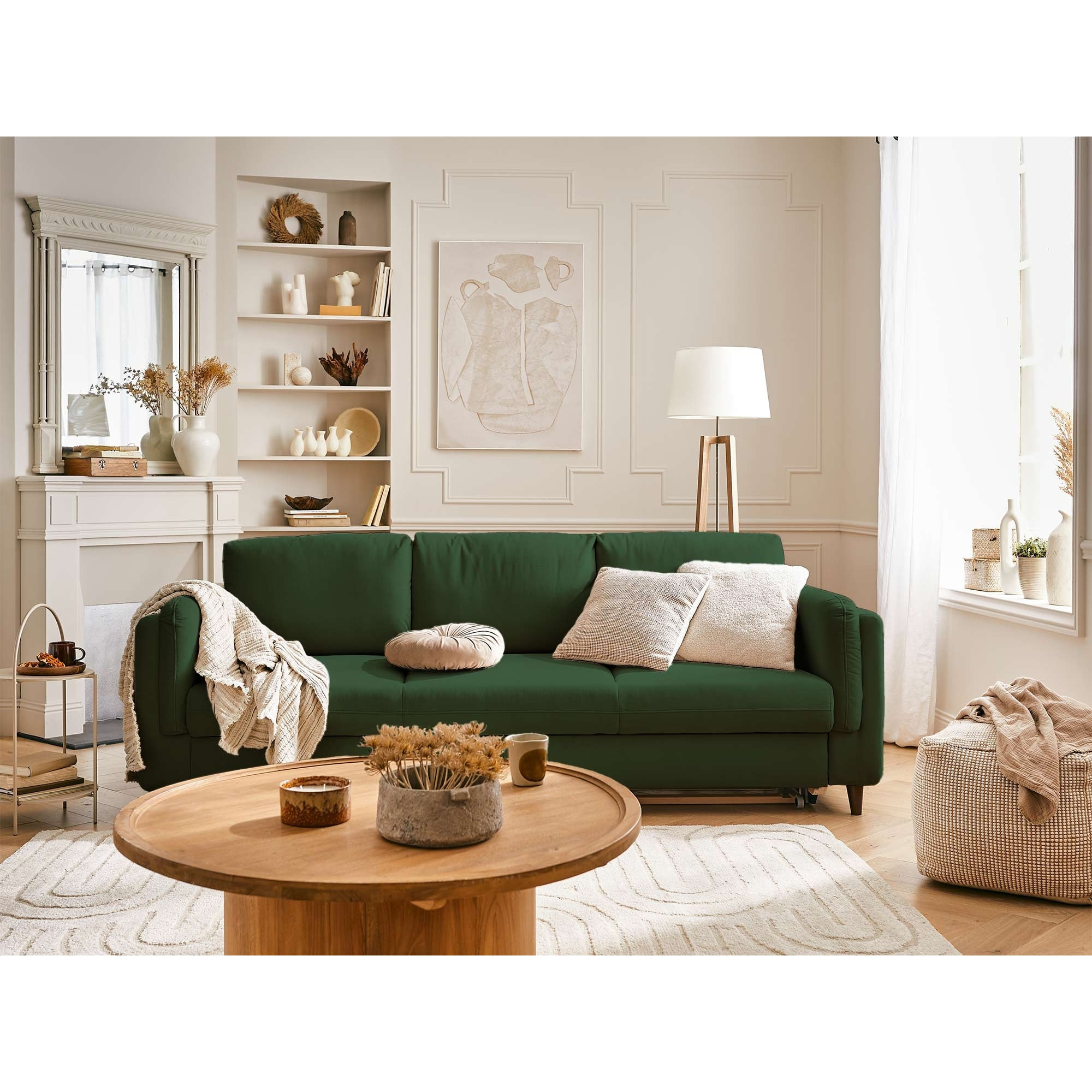 Brooke - canapé 3 places - convertible - en velours - Vert