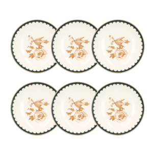 Lot de 6 assiettes creuses en porcelaine blanche 21cm BOTANIC