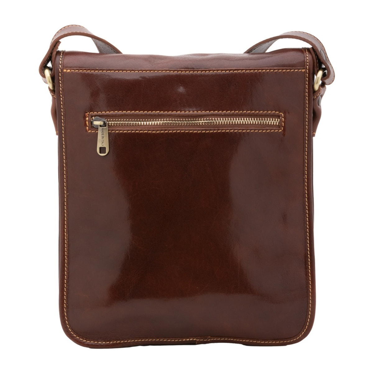 Borsa a tracolla uomo in vera pelle - Modello False - Made in Italy - 29.0 x 24.0 x 9.0 cm