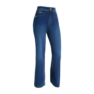 Pantaloni N.O.W.® wide leg vita alta in jersey effetto denim