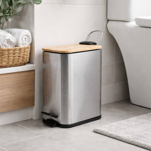 Cubo de basura con pedal ERIK de 5L en color Plateado - 14x28x29cm