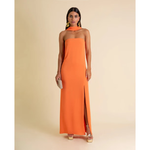 Vestido palabra de honor con foulard