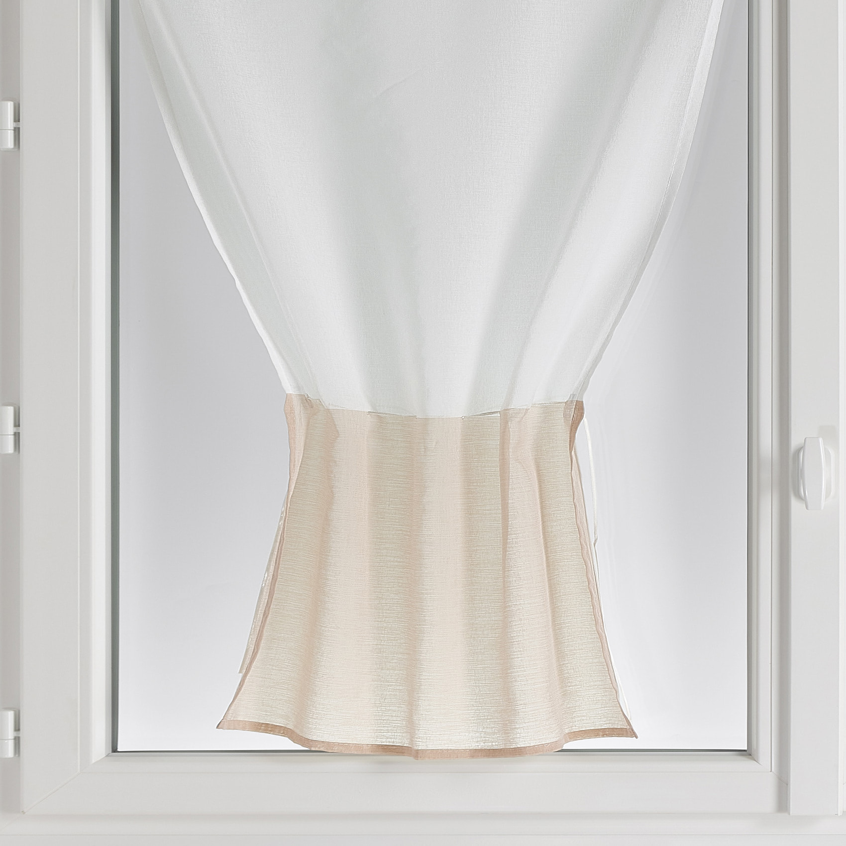 Paire de petits voilages bicolore - Beige