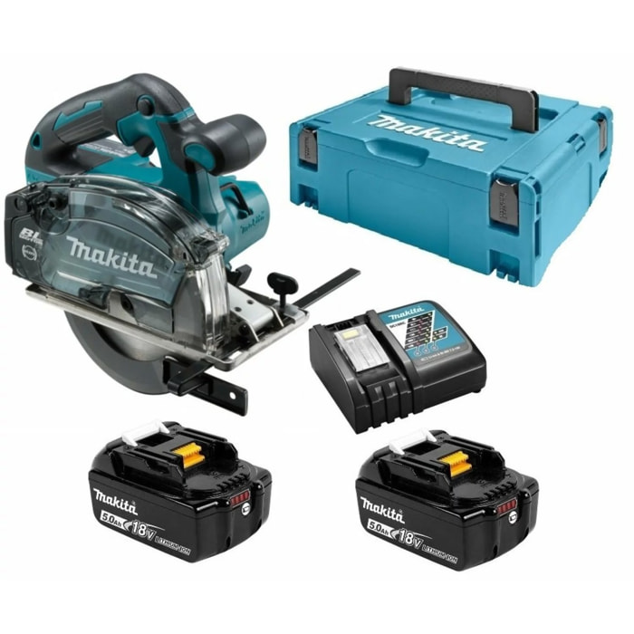 Scie circulaire à métaux 18 V LXT Ø 150 mm MAKITA - avec 2 batteries 18 V 5Ah - chargeur - MakPac- DCS553RTJ