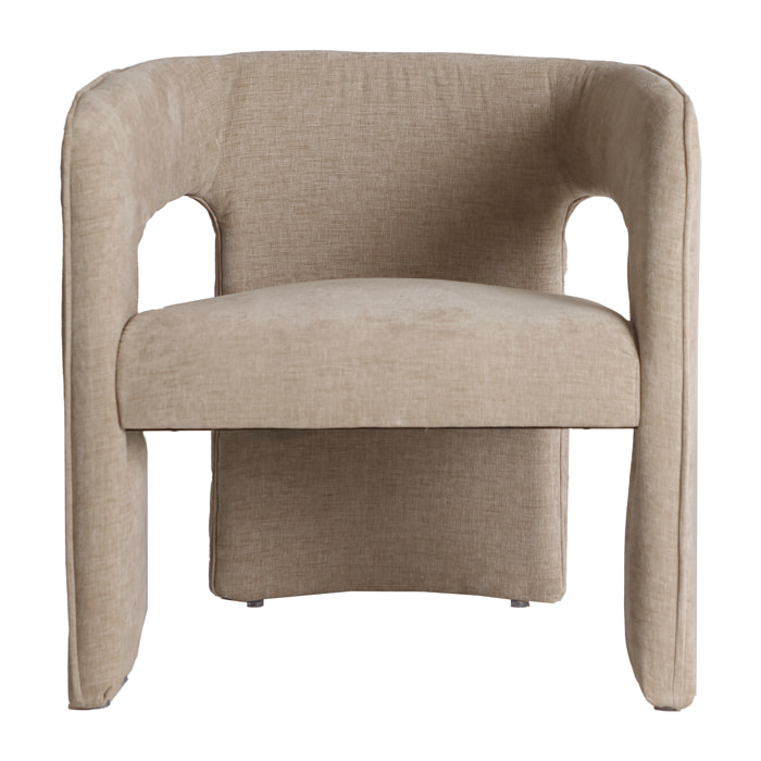 Silla de terciopelo en color beige de 68x66x73cm