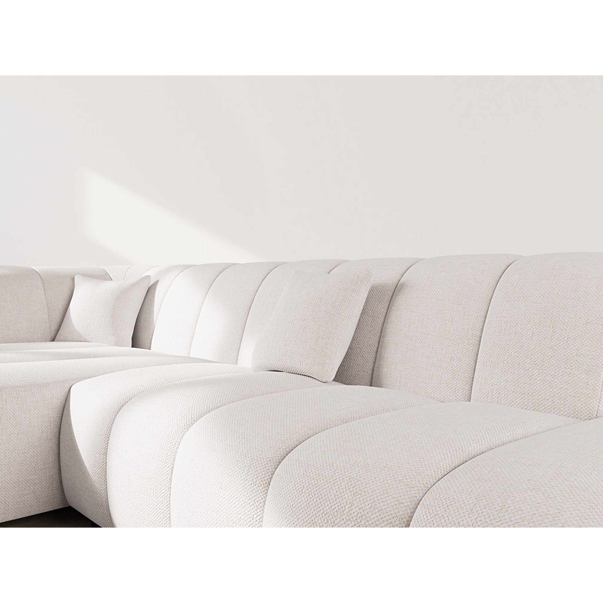 Curtis - canapé d'angle gauche 4 places sans accoudoir en tissu texturé - Beige