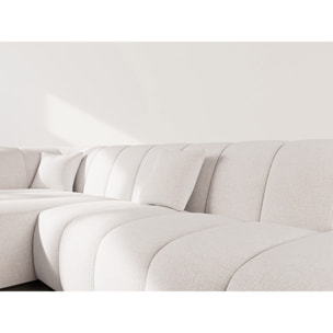 Curtis - canapé d'angle gauche 4 places sans accoudoir en tissu texturé - Beige