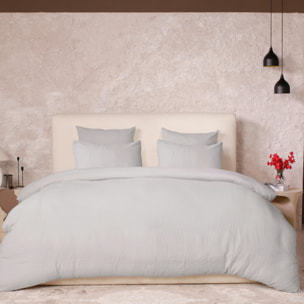 Parure housse de couette gaze de coton lavé gris glacier