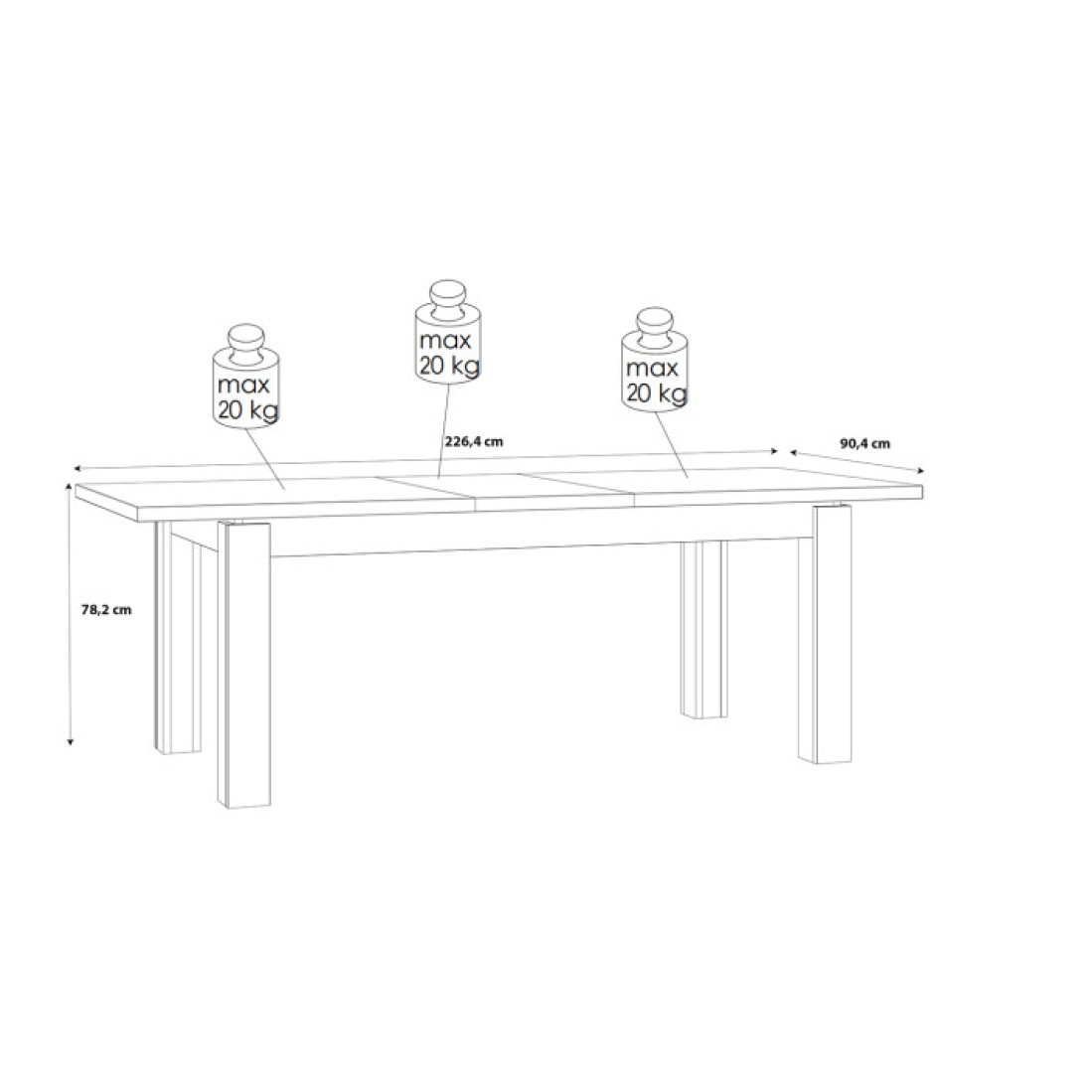 Table extensible 180/226cm en bois effet chêne & noir - FACTORY